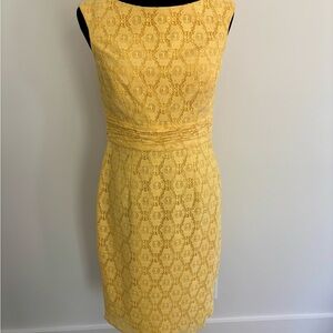 Adrianna Papell Yellow Sheath Midi Dress